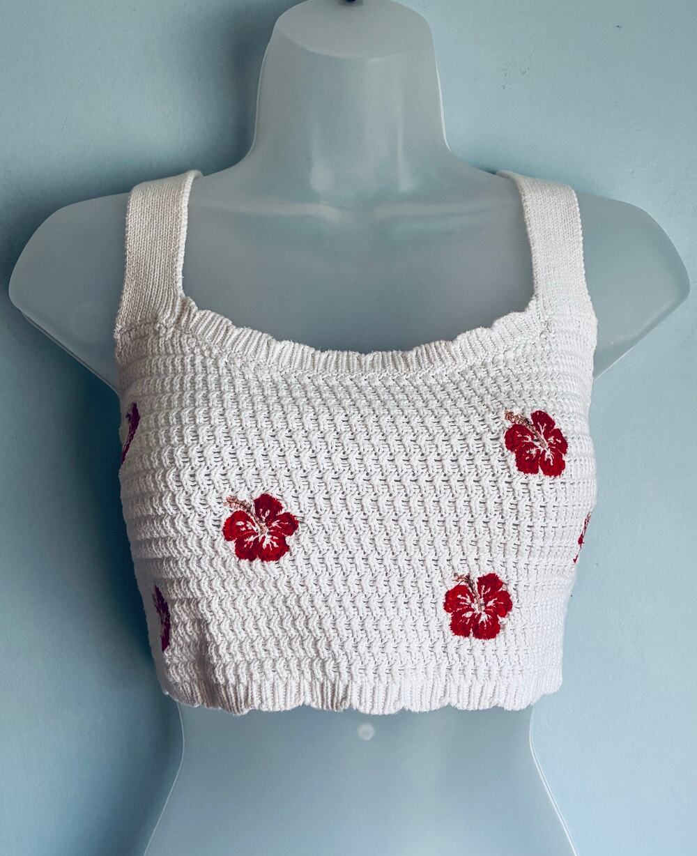 Crochet Floral Boho Festival Crop Top Tank Small